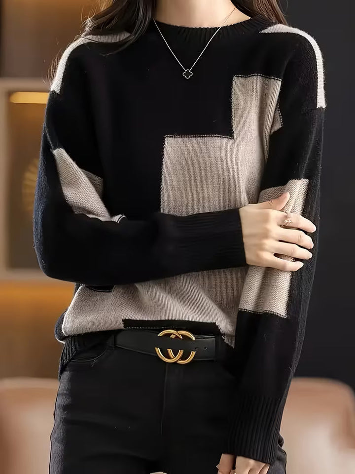 Marvelle - Camisola De Manga Comprida Com Gola Redonda E Blocos De Cor