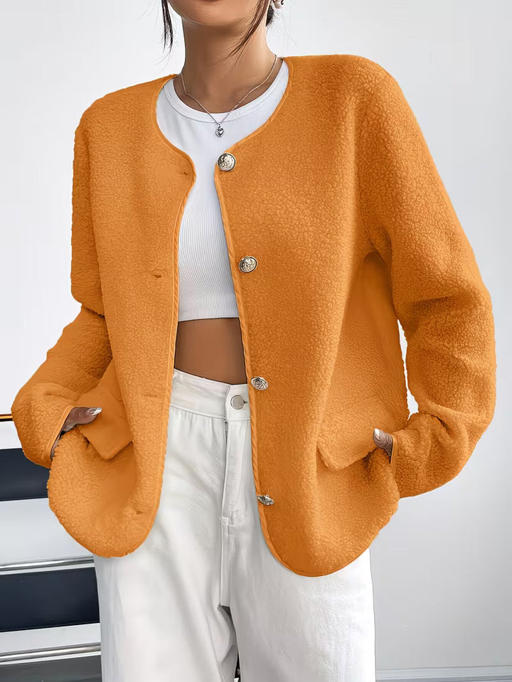 Viktorija - Casaco Elegante Com Gola Redonda e Botões