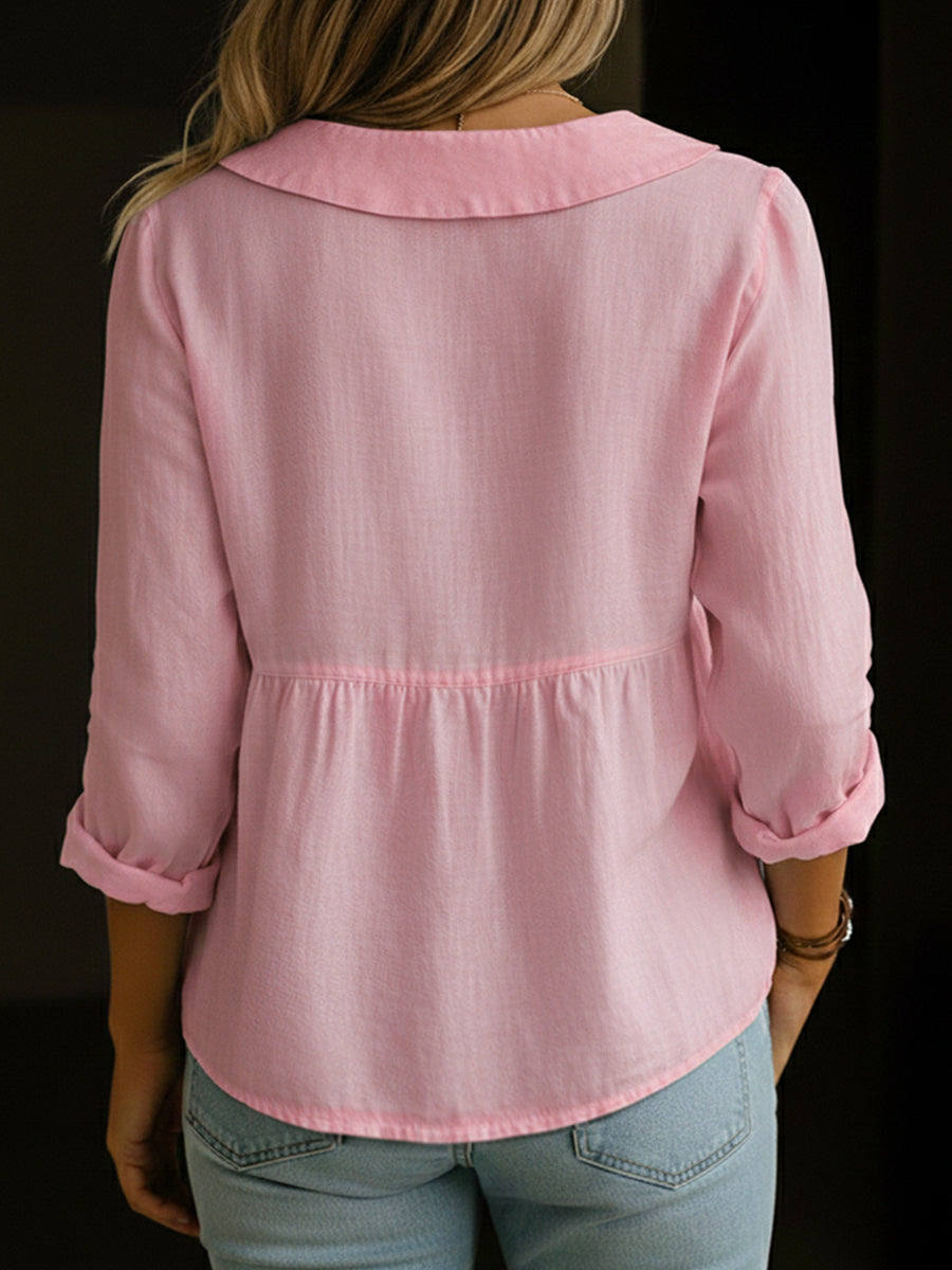 Neveni - Blusa de Manga Comprida Com Botões