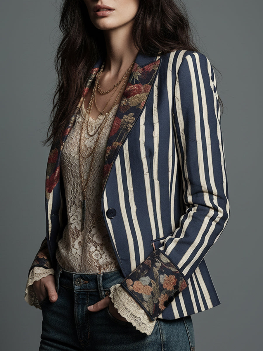 Shalisa - Blazer às Riscas Boémio