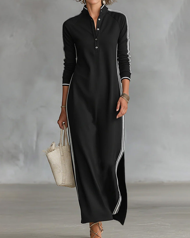 Sirilak - Vestido Com Decote Em V E Botões Contrastantes