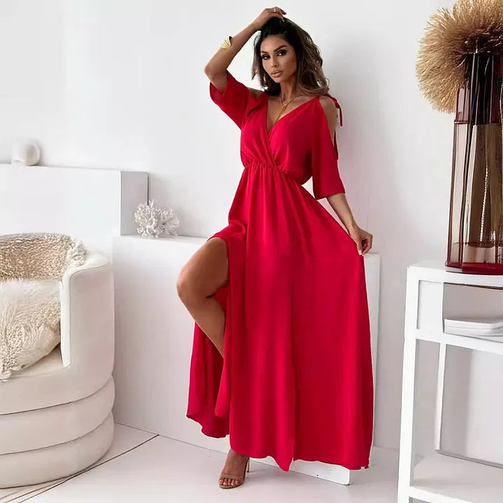 Lene - Vestido Com Ombros à Vista e Fenda