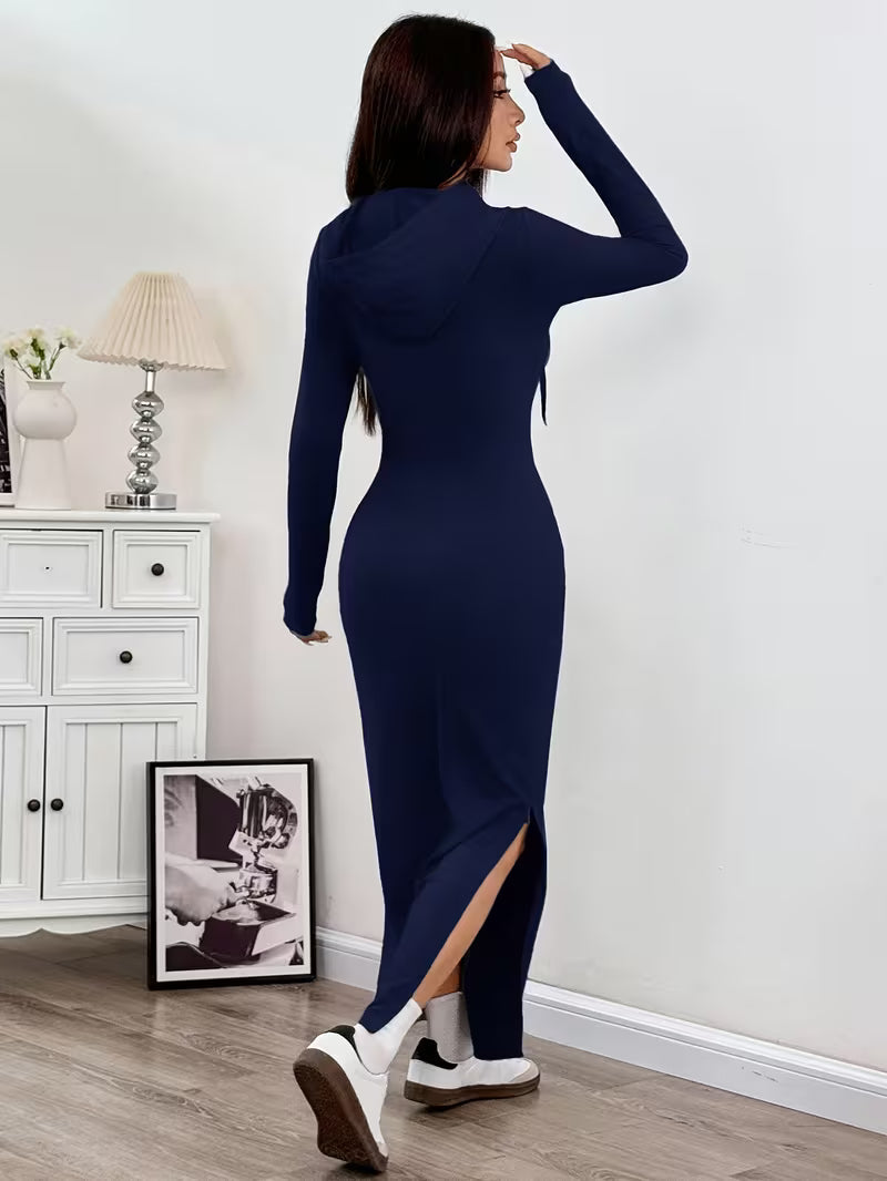 Dahye - Vestido Maxi De Manga Comprida Com Capuz
