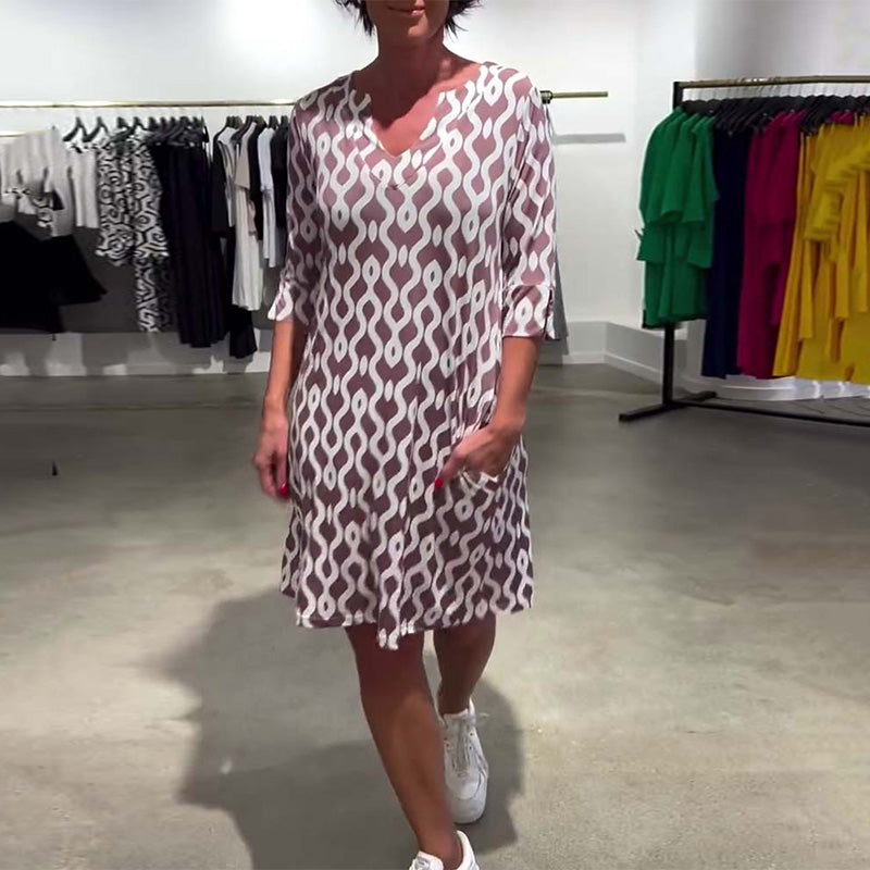 Salvinia - Vestido casual com gola Redonda e Estampado