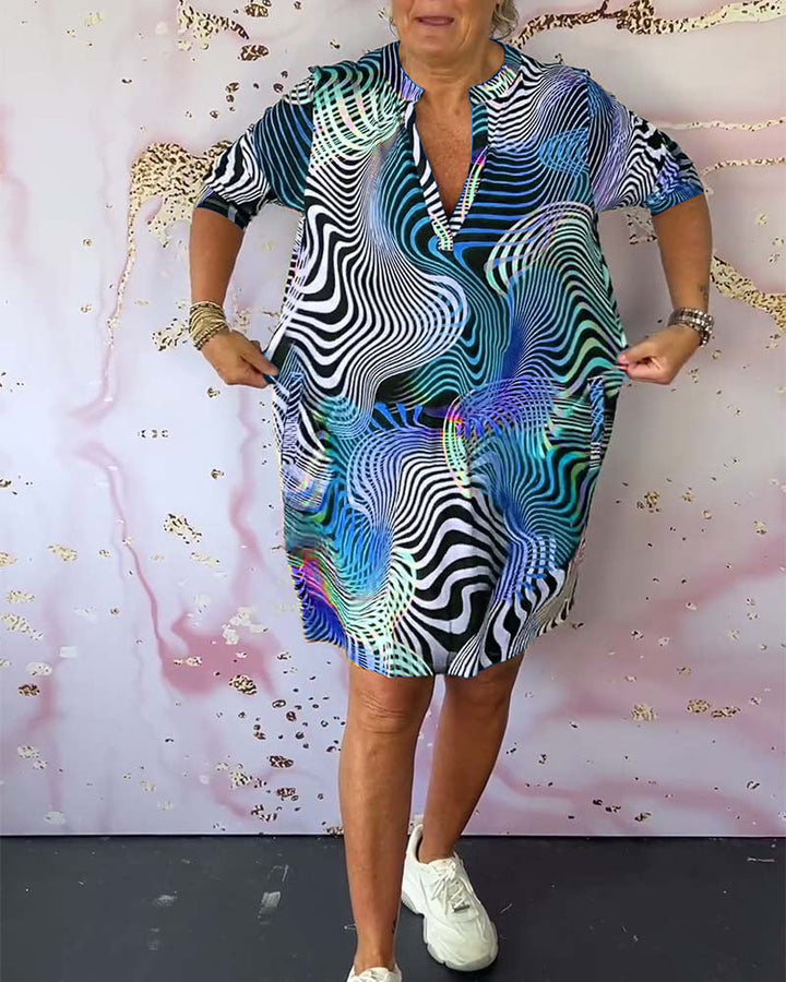 Diane - Vestido Colorido Com Decote Em V