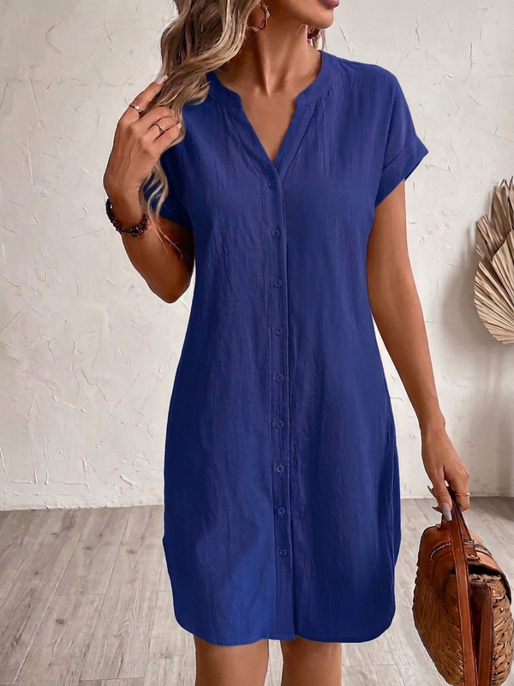 Khalela - Vestido Blusa Confortável Em Linho