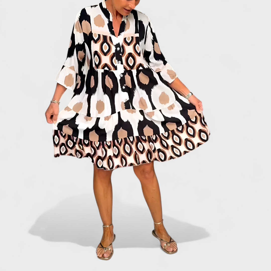 Suciana - Vestido Com Decote Em V e Estampado Boho