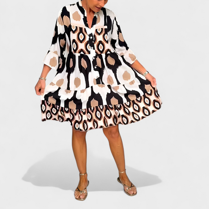 Suciana - Vestido Com Decote Em V e Estampado Boho