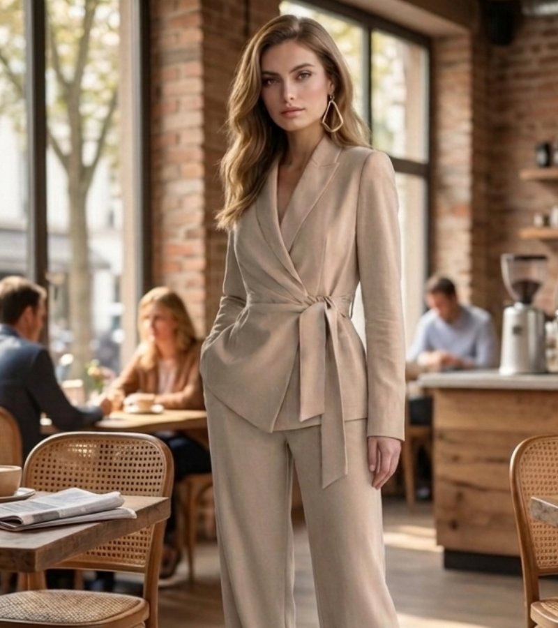 Asya - Elegante Fato Casual De Duas Peças
