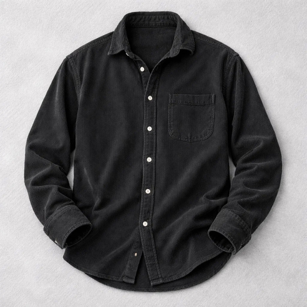 Heshan - Camisa de Veludo Cotelê Com Botões