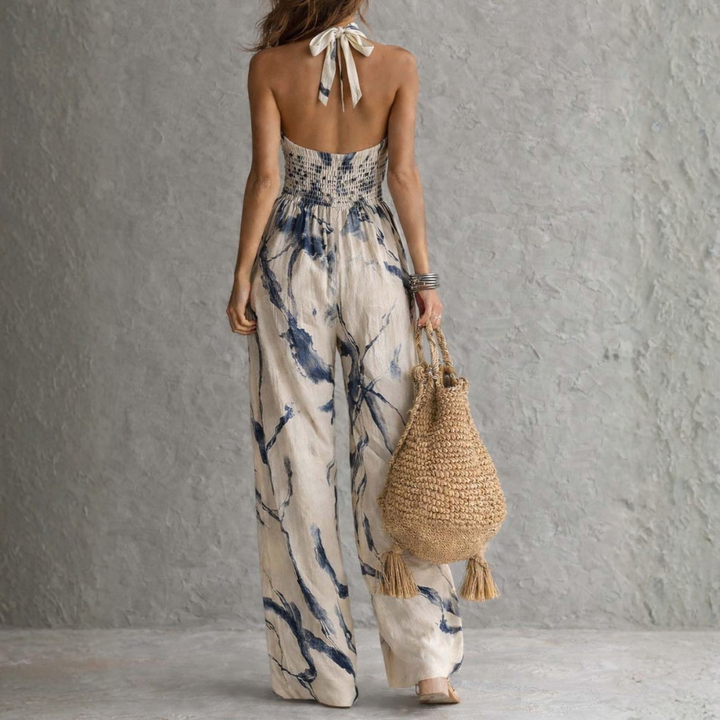 Symia - Macacão Com Estampado Artístico Elegante