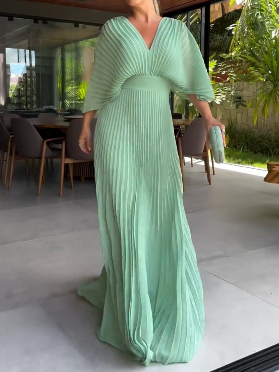 Valerija - Vestido Maxi Plissado Vibrante