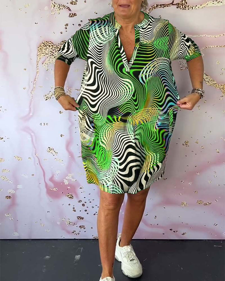 Diane - Vestido Colorido Com Decote Em V
