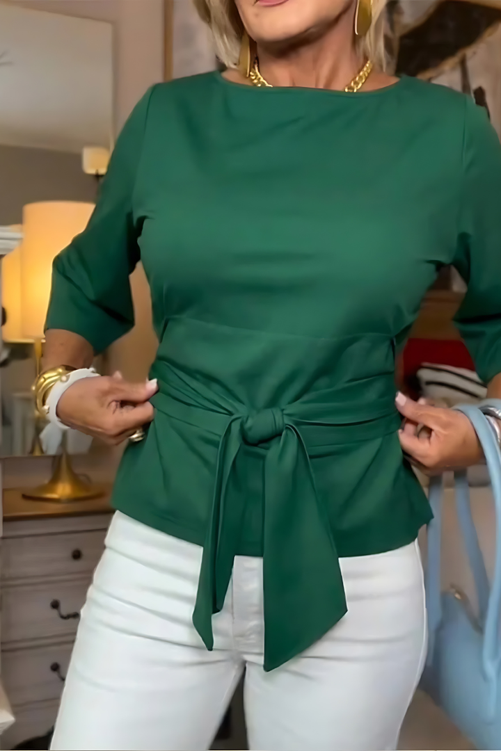 Shaniera - Top Elegante Com Laço Na Cintura