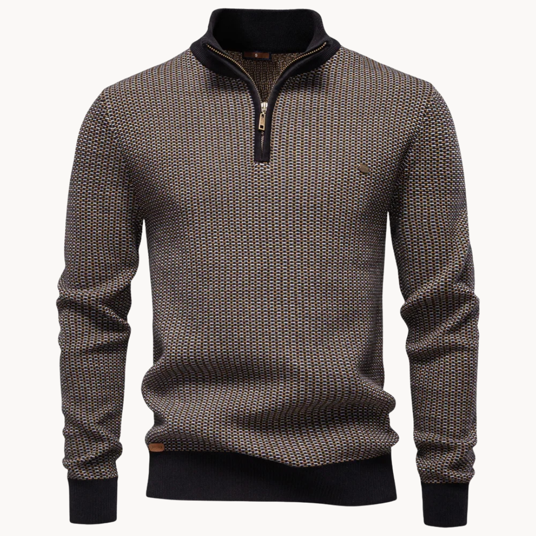 Limman - Camisola de malha jacquard com meio fecho