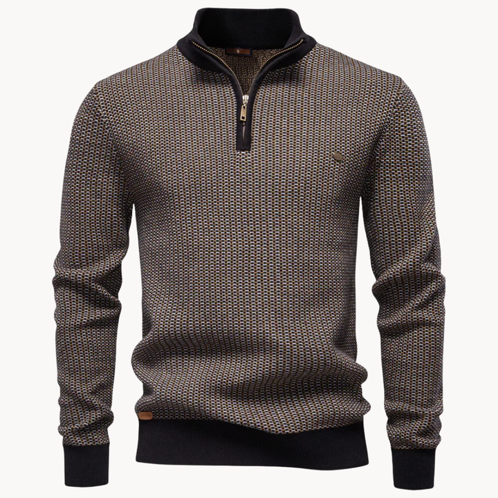 Limman - Camisola de malha jacquard com meio fecho