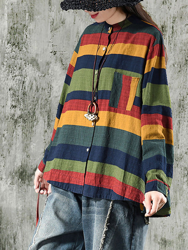 Aelina - Camisa De Manga Comprida Às Riscas