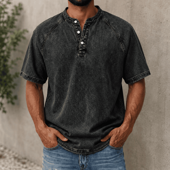 Zerric - Camisa Henley Em Ganga De Manga Curta