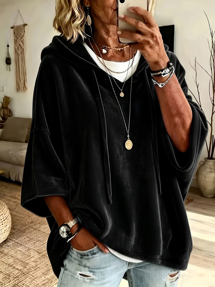 Missina - Camisola Com Capuz De Veludo De Luxo, De Corte Largo