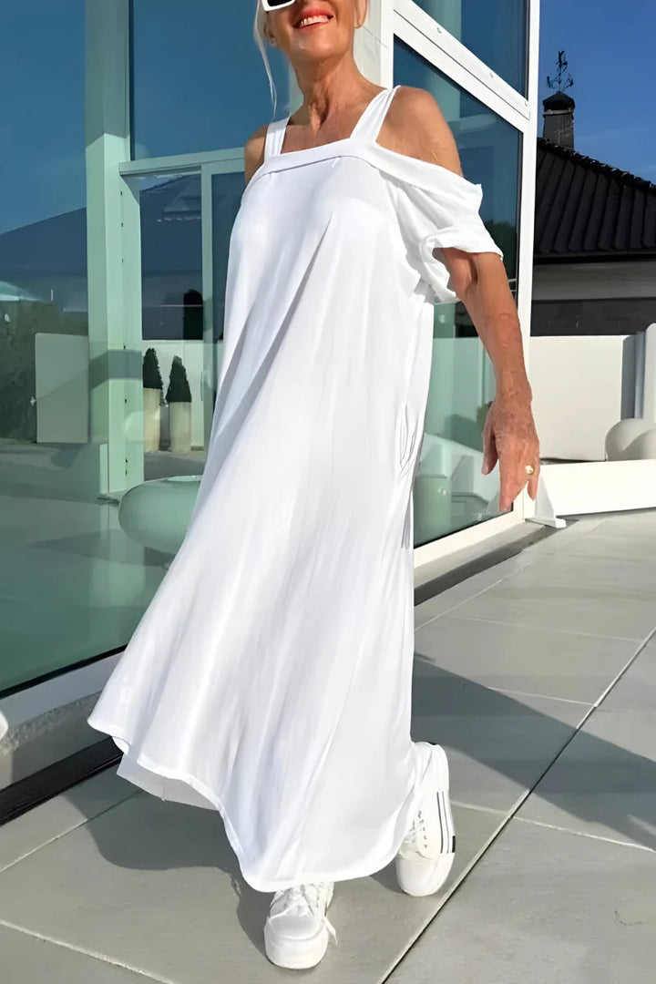 Vathsala - Vestido de Verão Comprido Com Ombros à Vista