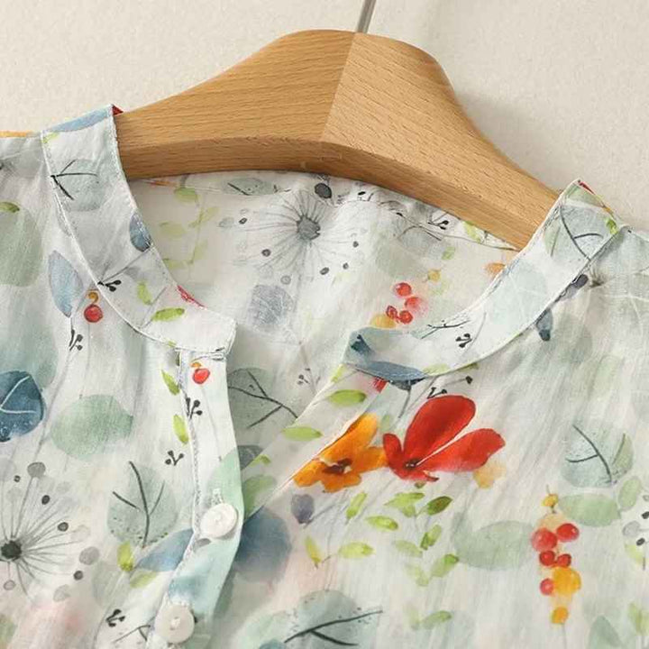 Rusina - Blusa Elegante de Linho Com Botões na Frente