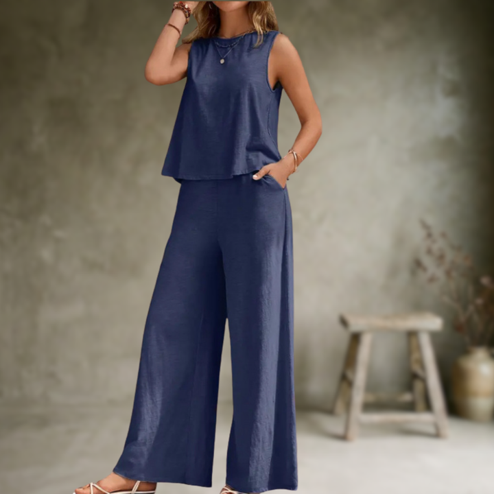 Alizeh - Conjunto Elegante De Duas Peças Sem Mangas