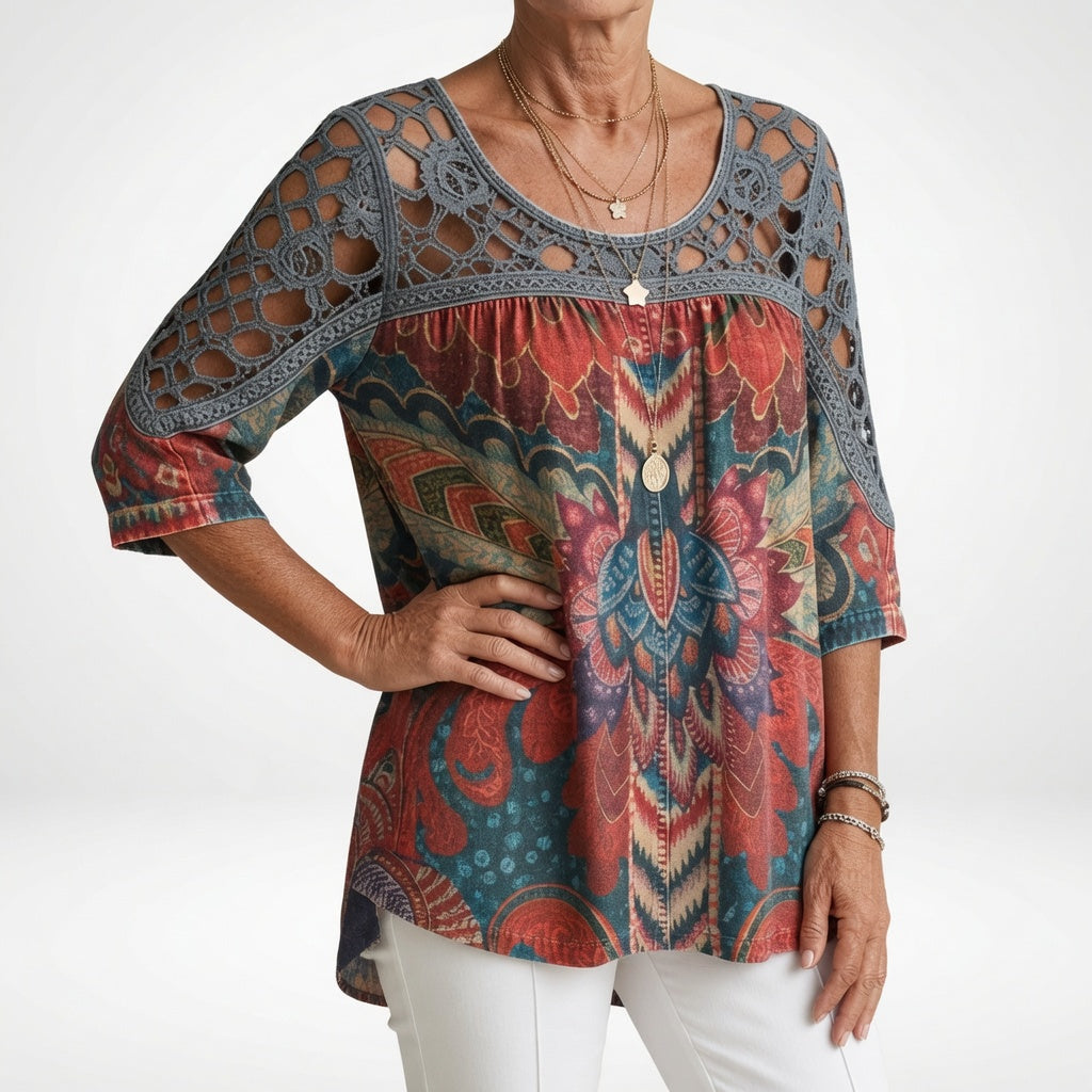Steven - Blusa com Estampado Etnico Boémio