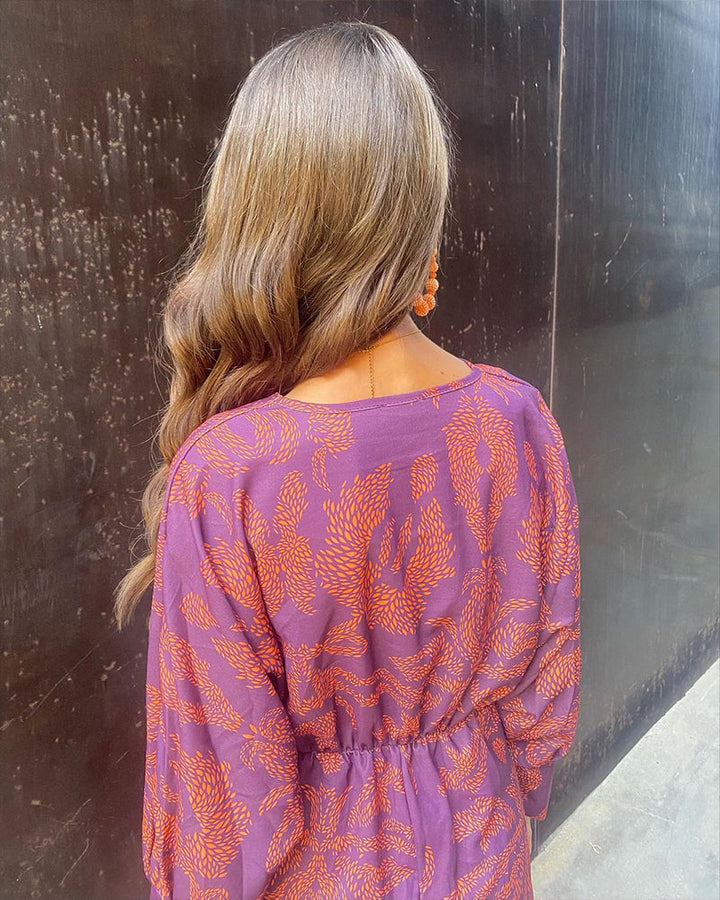 Dineke - Vestido Elegante de Manga Comprida Com Estampado Floral