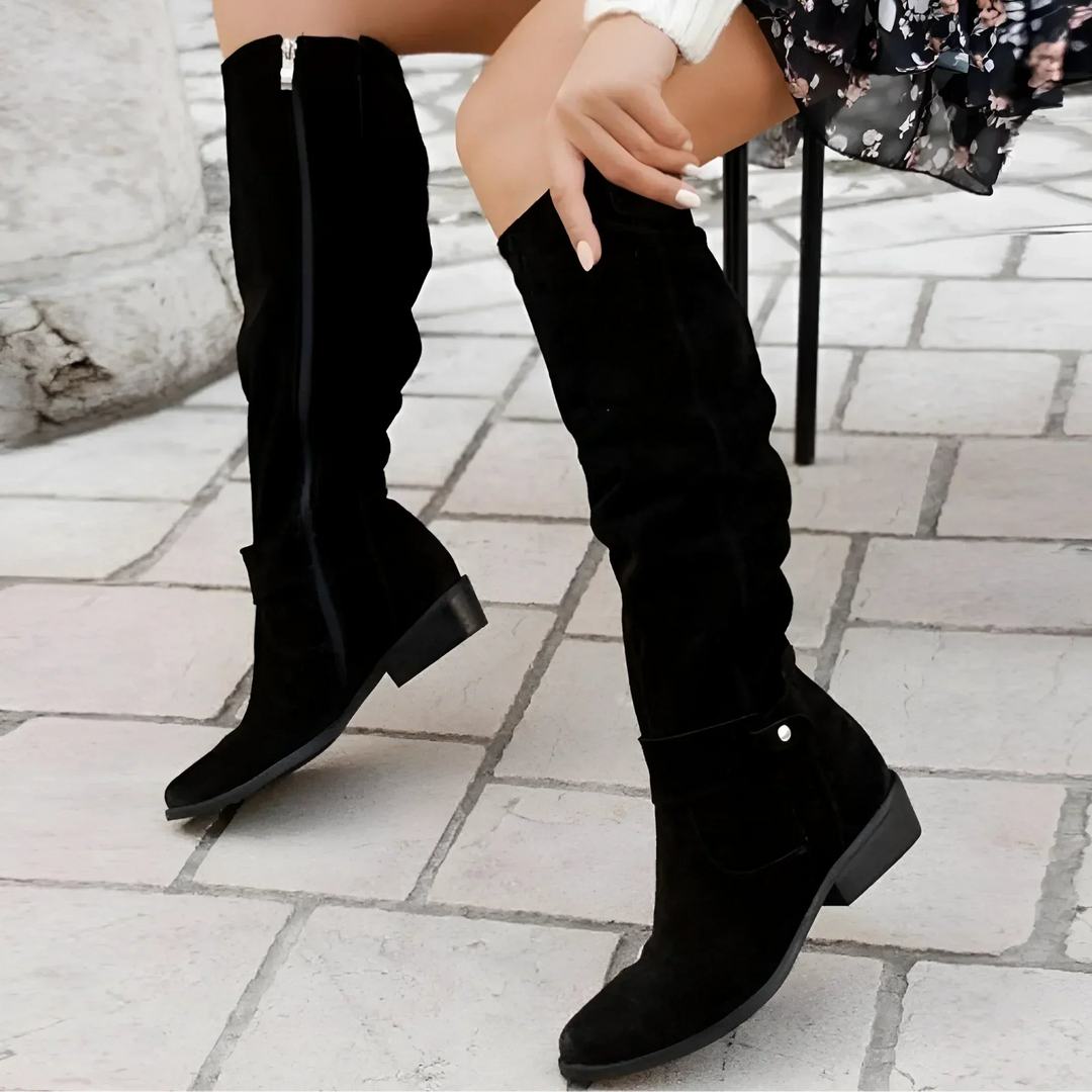 Kimara - Botas De Couro até Ao Joelho Com Fecho Lateral