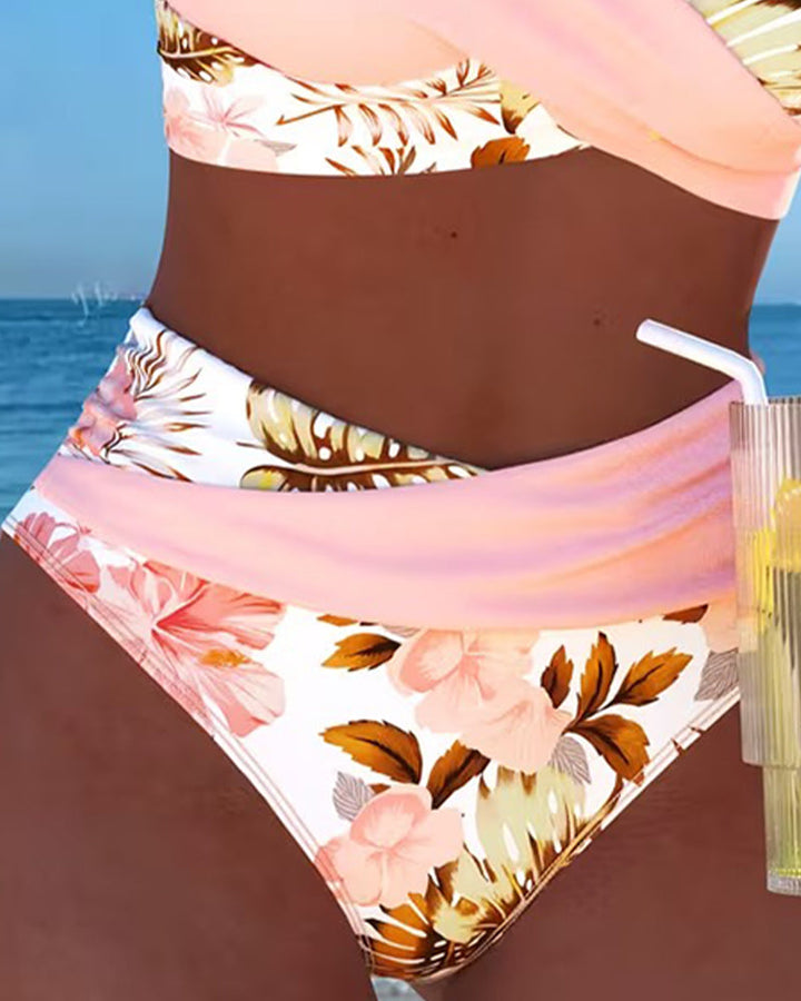 Hinari - Conjunto de Biquíni Floral de Cintura Alta