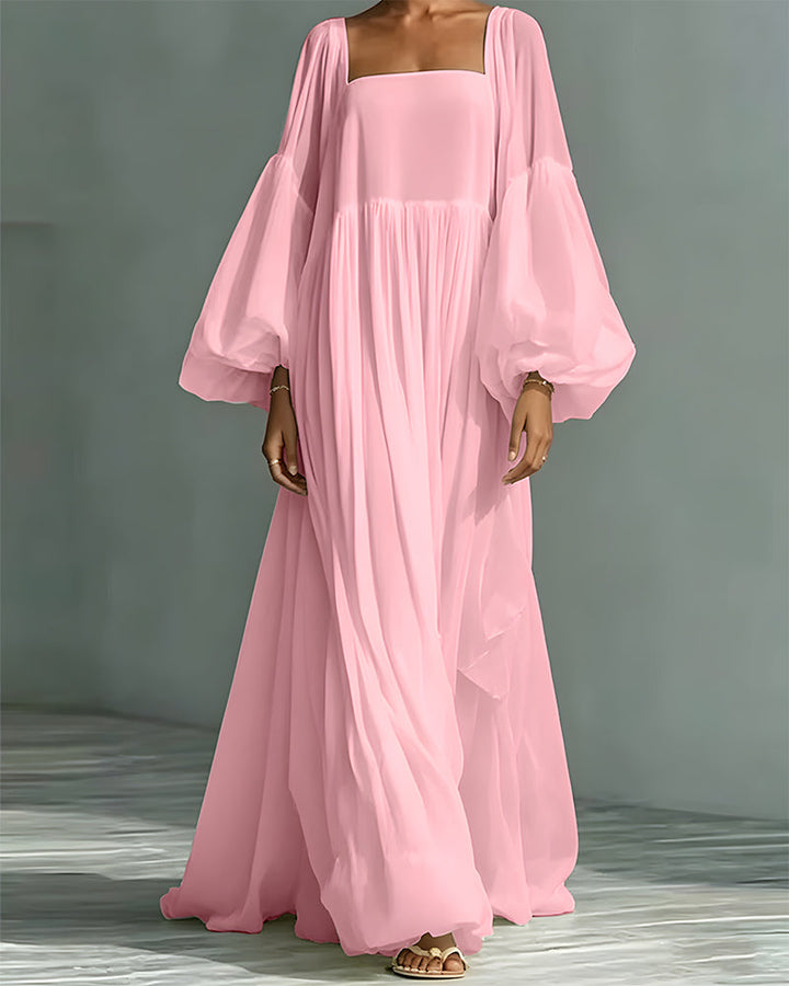 Nunila - Vestido Maxi «Fada» Com Decote Quadrado