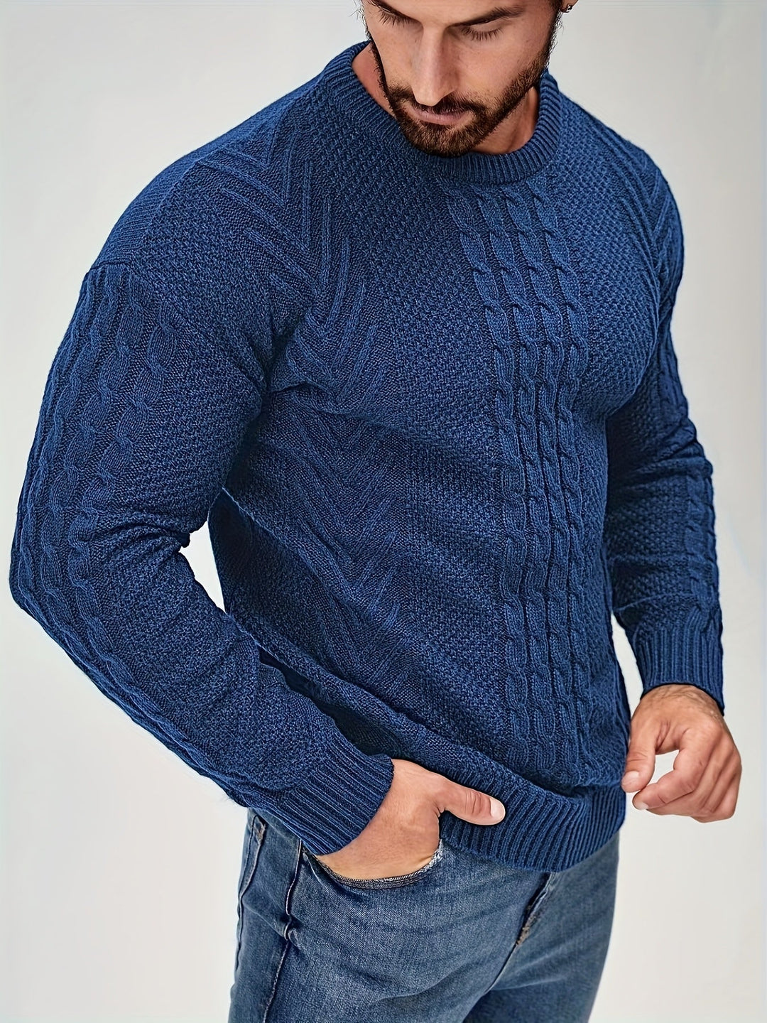 Eiduks - Camisola Clássica de Gola Redonda com Ponto Trançado