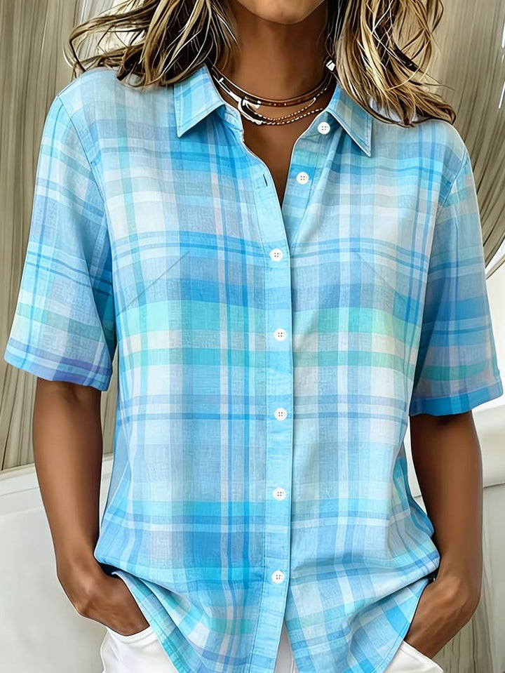 Endrita - Camisa Casual De Manga Curta Com Botões