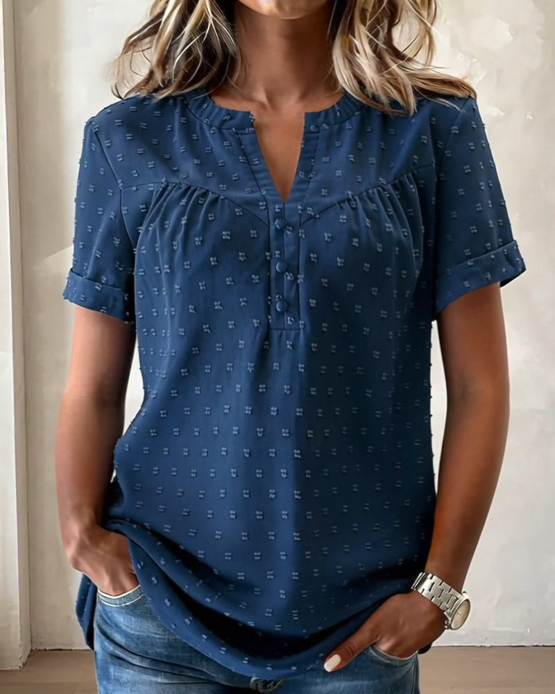 Seela - Blusa De Manga Curta Com Decote Em V