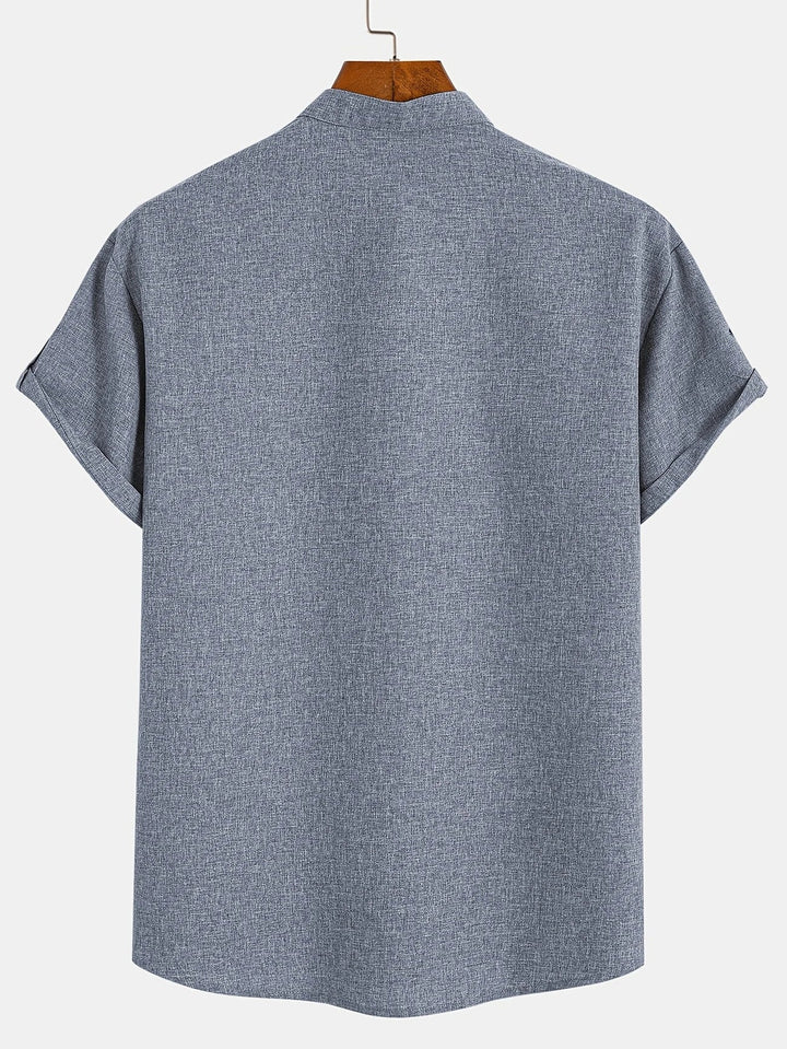 Samuelson - Camisa Elegante De Manga Curta Com Gola