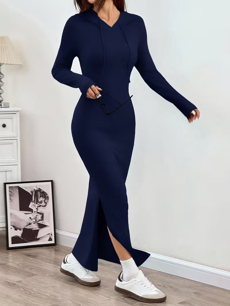 Dahye - Vestido Maxi De Manga Comprida Com Capuz
