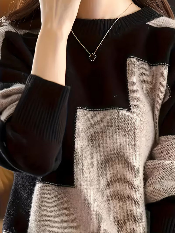 Marvelle - Camisola De Manga Comprida Com Gola Redonda E Blocos De Cor
