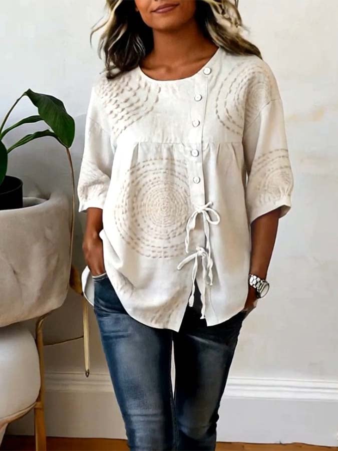 Hydda - Blusa Bordada Com Botões à Frente