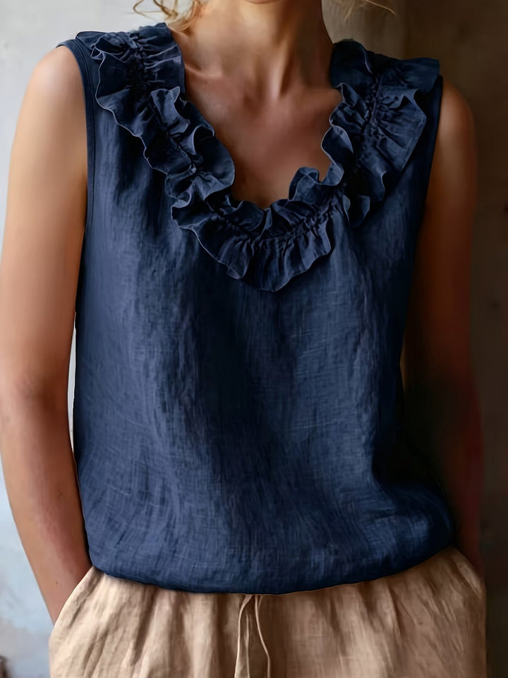 Safiya - Blusa SEM Mangas Com Decote Com Folhos