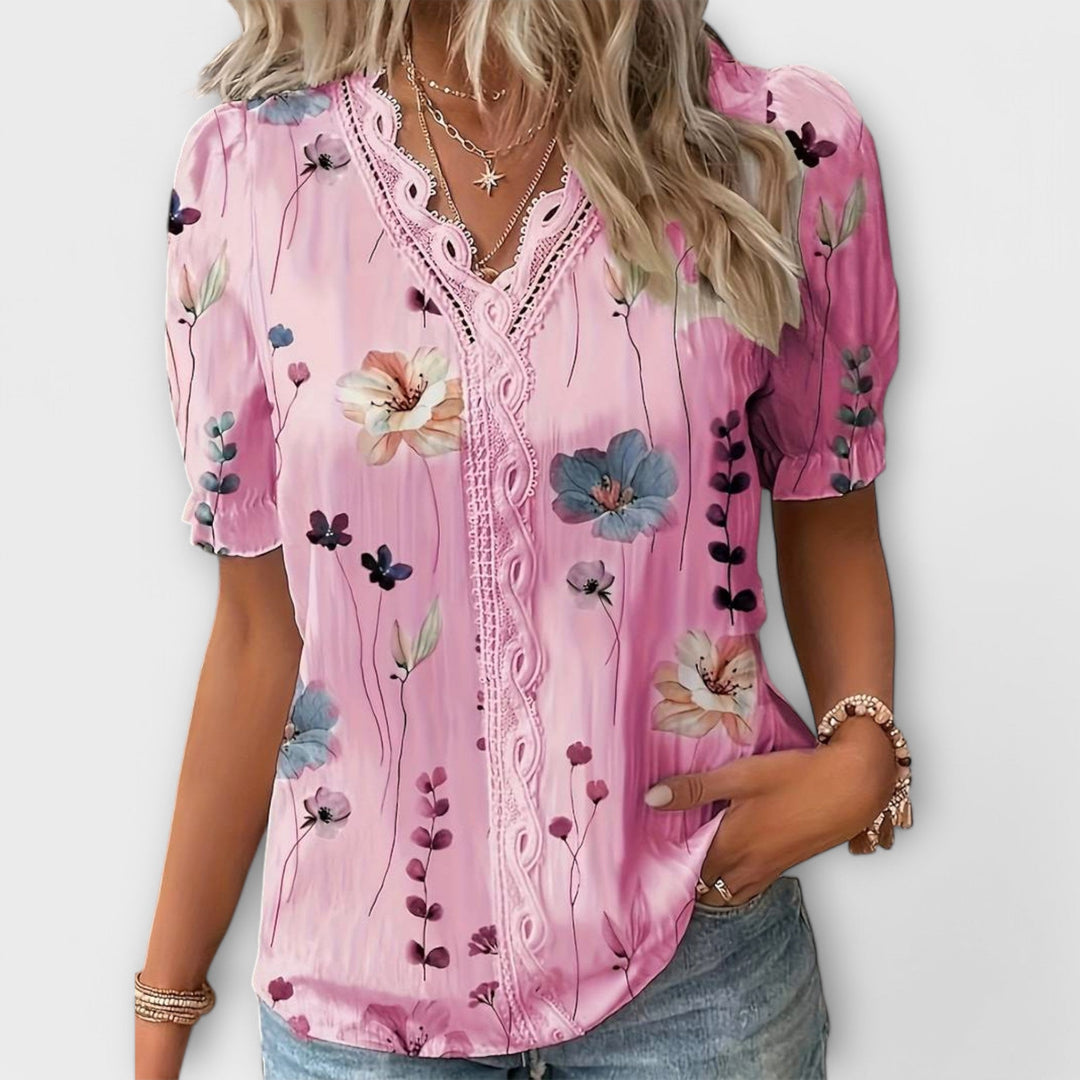Bruni - Blusa Elegante De Manga Curta Com Estampado