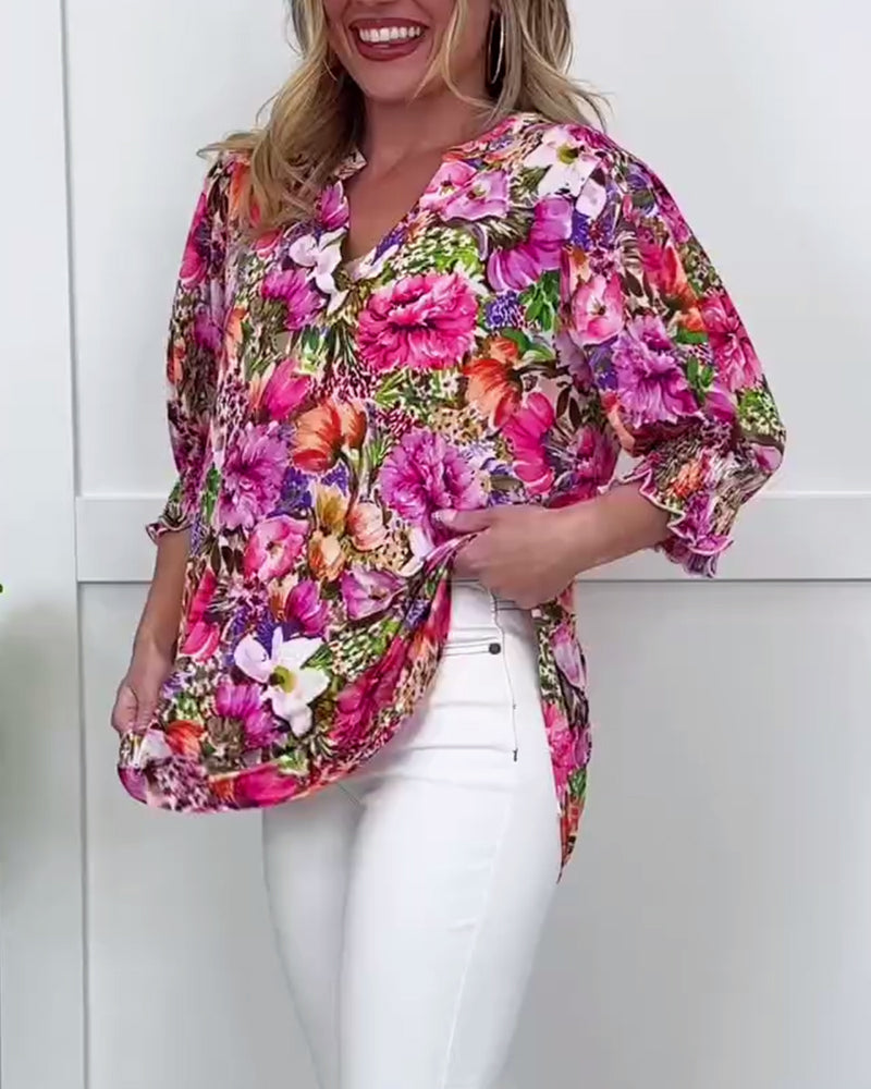 Niliza - Blusa Floral De Manga Curta