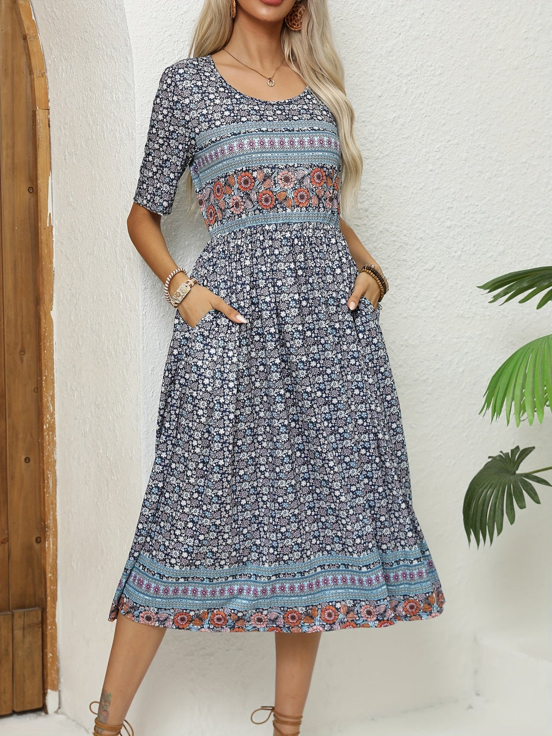 Jeeni - Vestido de Manga Curta Com Estampado Floral