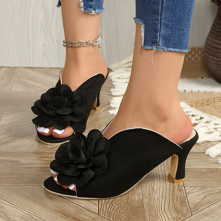 Methmi - Sapatos de Salto Alto Com Padrão Floral Sem Atacadores