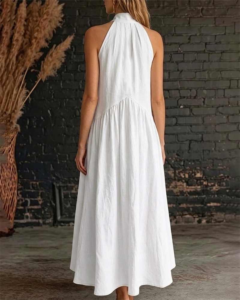 Saorla - Vestido Maxi SEM Mangas Em Algodão Com Gola Alta