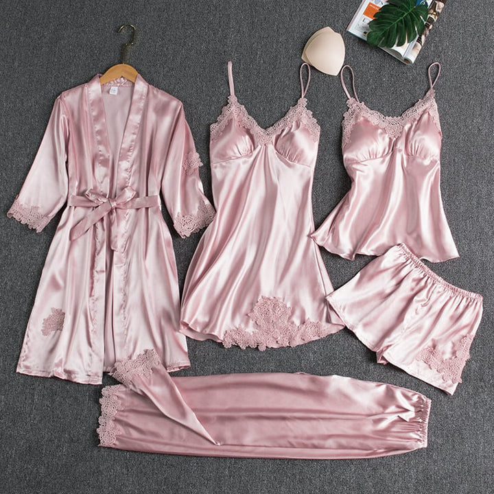 Noga - Conjunto de Roupa de Dormir de Seda com 5 Peças