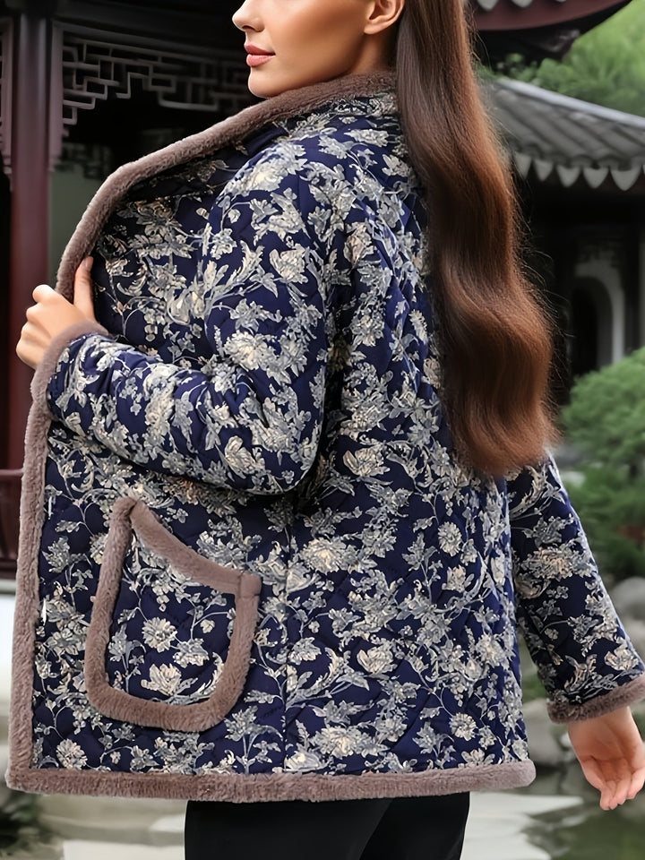 Mayte - Casaco De Inverno Com Padrão Floral E Botões