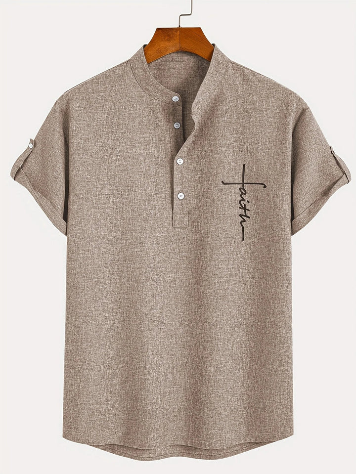 Samuelson - Camisa Elegante De Manga Curta Com Gola
