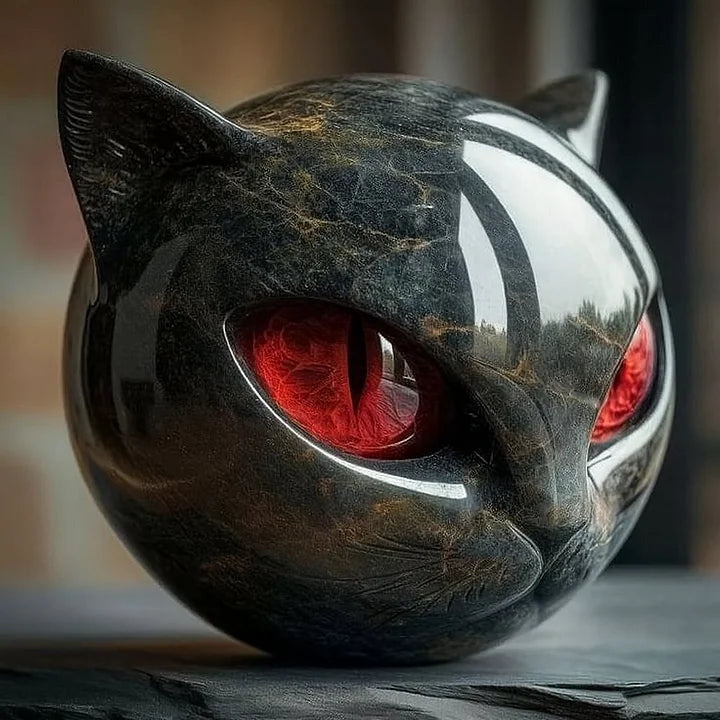 Nyxcharm - Escultura De Cabeça De Gato Preto Místico