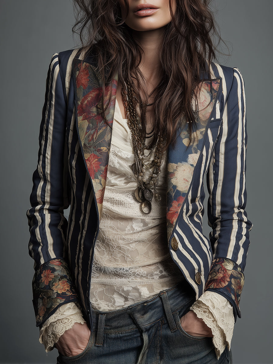 Shalisa - Blazer às Riscas Boémio