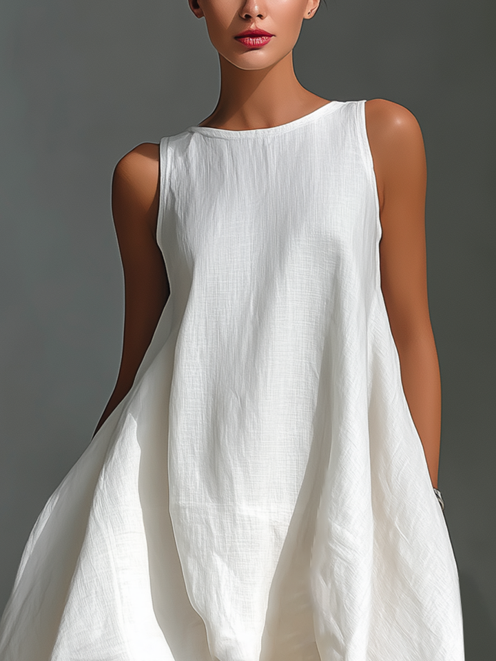 Alyna - Vestido Midi Sem Mangas Com Bainha Assimétrica